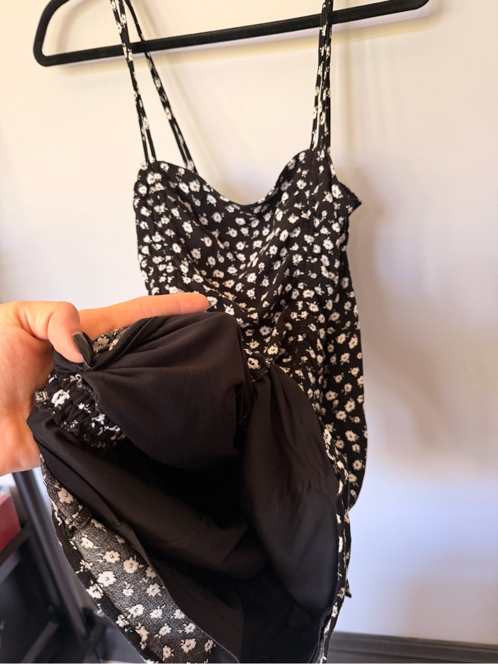 Garage Rutched black floral mini dress - Picture 2 of 4